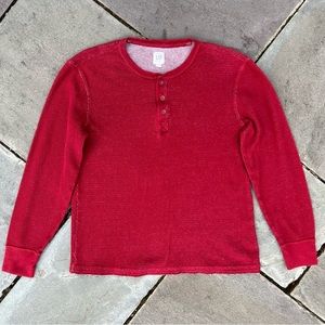 2 Tone Waffle Knit Thermal Henley Red and Light Grey 
Size Medium